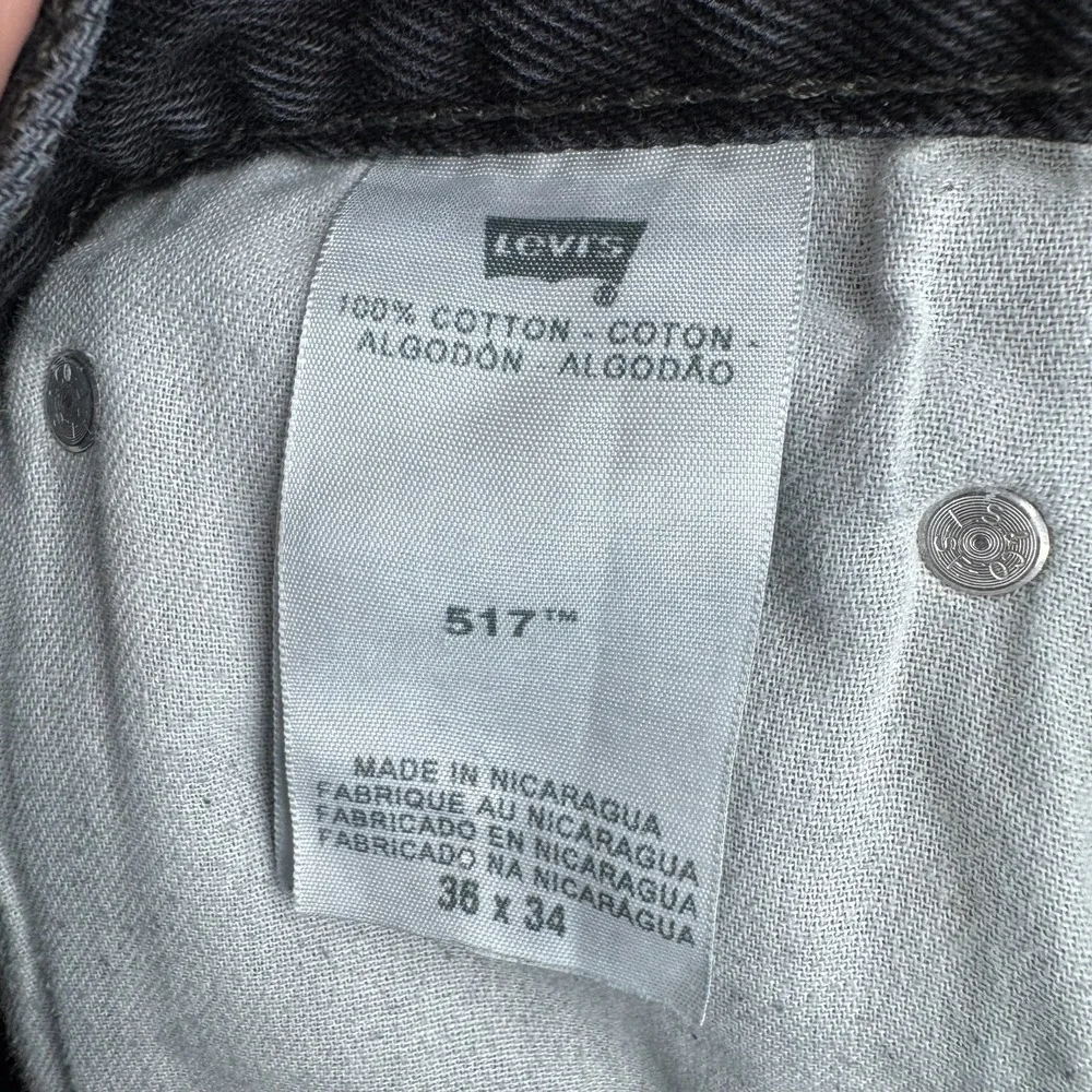 Levis Jeans Mens 36x34 (Fits 35x29) Black Denim 517 Bootcut